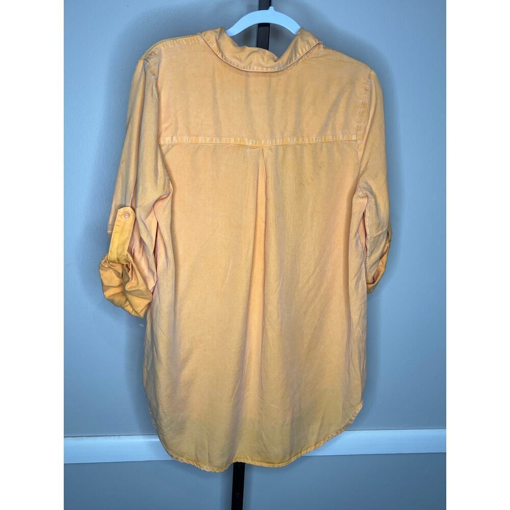 Mododoc Tencel Button Blouse Yellow Hi Low Shirt NWT Sz S - Picture 4 of 6
